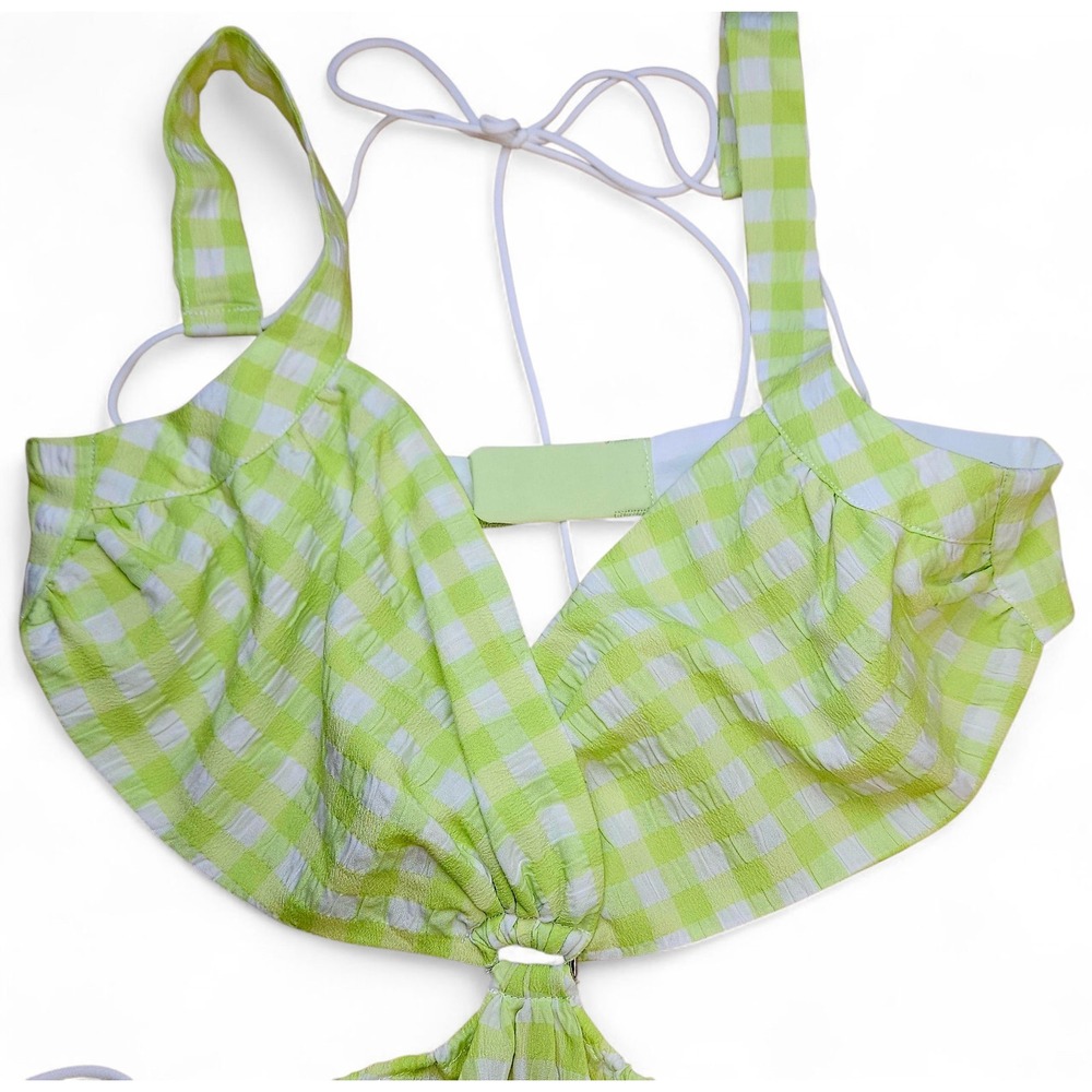 For Love And Lemons Lime Check Midi Dress gingham cut out. Fun flirty sexy - Picture 6 of 10